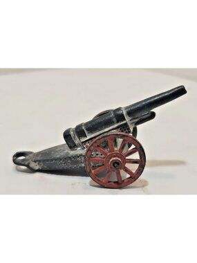 Vintage Barclay Hollow Cast Lead Cannon w/Open Spoke Red Wheels